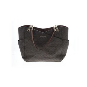Michael Kors Tote Bag Signature MK Monogram Brown Leather Chain Straps